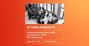 informacinis paveikslėlis, paskaitos informacija Nuotolinė paskaita abiturientams „Užpildyk teisingai! Apie studijų pasirinkimus ir LAMA BPO reikalavimus“